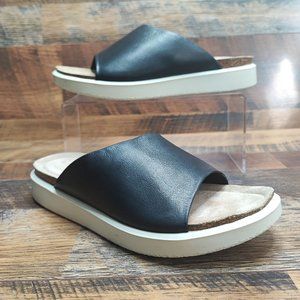 Ecco Women's Corksphere Black Leather Slide Sandals  Size 8